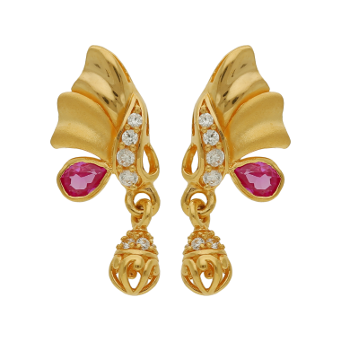 Purple Blossom Stone Gold Earring Bloom Drop